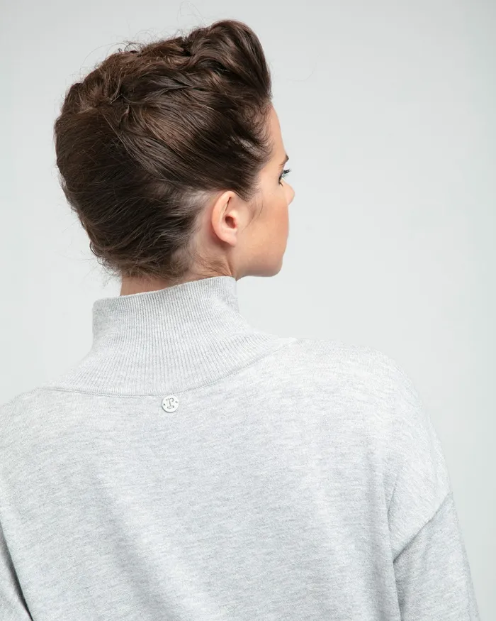 Repetto Womens Knit and Sweats Side Slot Knit Sweater Textured Light Grey