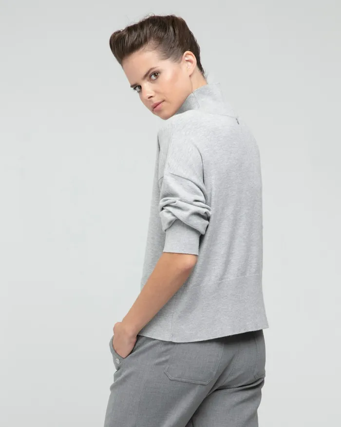 Repetto Womens Knit and Sweats Side Slot Knit Sweater Textured Light Grey