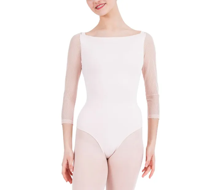 Repetto Womens Leotards and Tunics 34 Sleeves Leotard With Lace Petal Pink