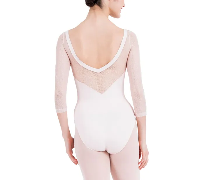 Repetto Womens Leotards and Tunics 34 Sleeves Leotard With Lace Petal Pink