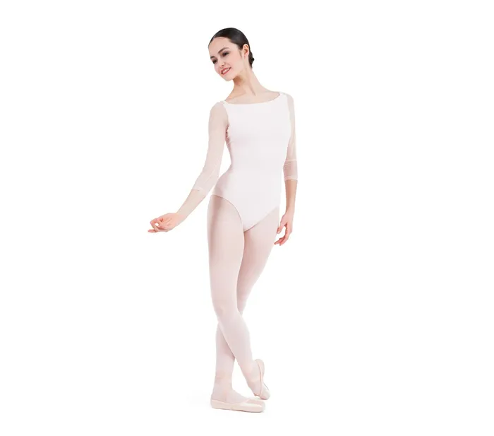 Repetto Womens Leotards and Tunics 34 Sleeves Leotard With Lace Petal Pink