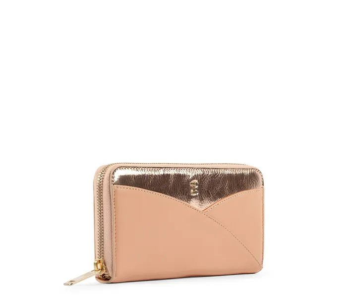 Repetto Womens Small Leather Goods Zippered Wallet Biscuit Nude And Pink Gold Near Me