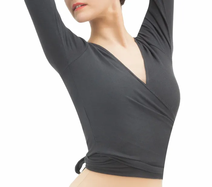 Repetto Womens WarmUp Long Sleeved WrapOver Anthracite Grey