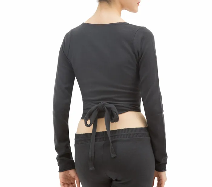 Repetto Womens WarmUp Long Sleeved WrapOver Anthracite Grey