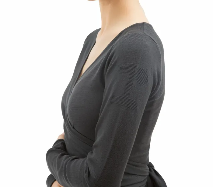 Repetto Womens WarmUp Long Sleeved WrapOver Anthracite Grey