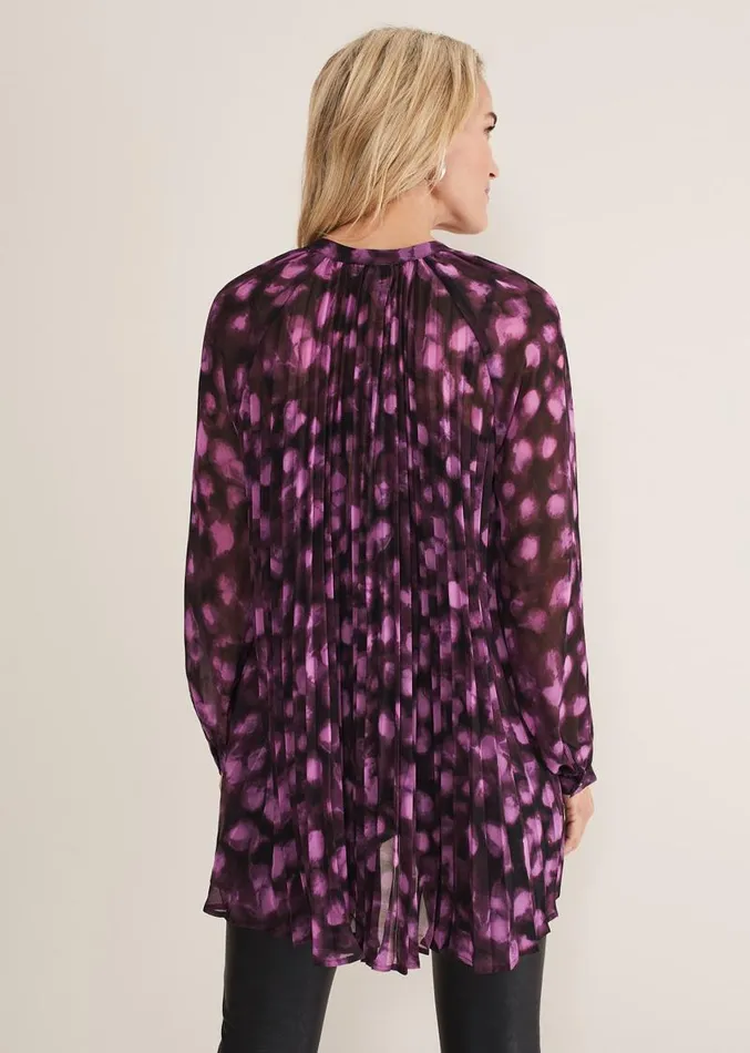 Rhian Chiffon Tunic Blouse Purple Women Phase Eight Shirts and Blouses