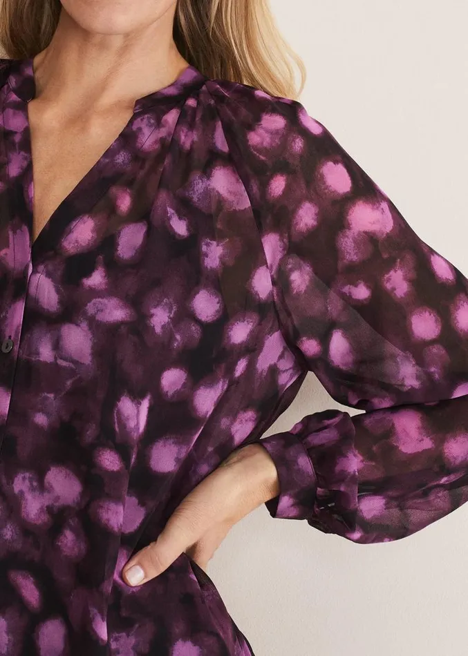 Rhian Chiffon Tunic Blouse Purple Women Phase Eight Shirts and Blouses