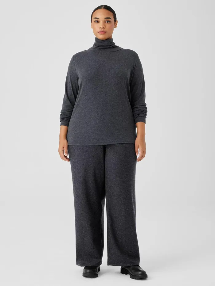 Ribbed Pima Cotton Blend Turtleneck Top Charcoal Women Eileen Fisher Tops and Tees