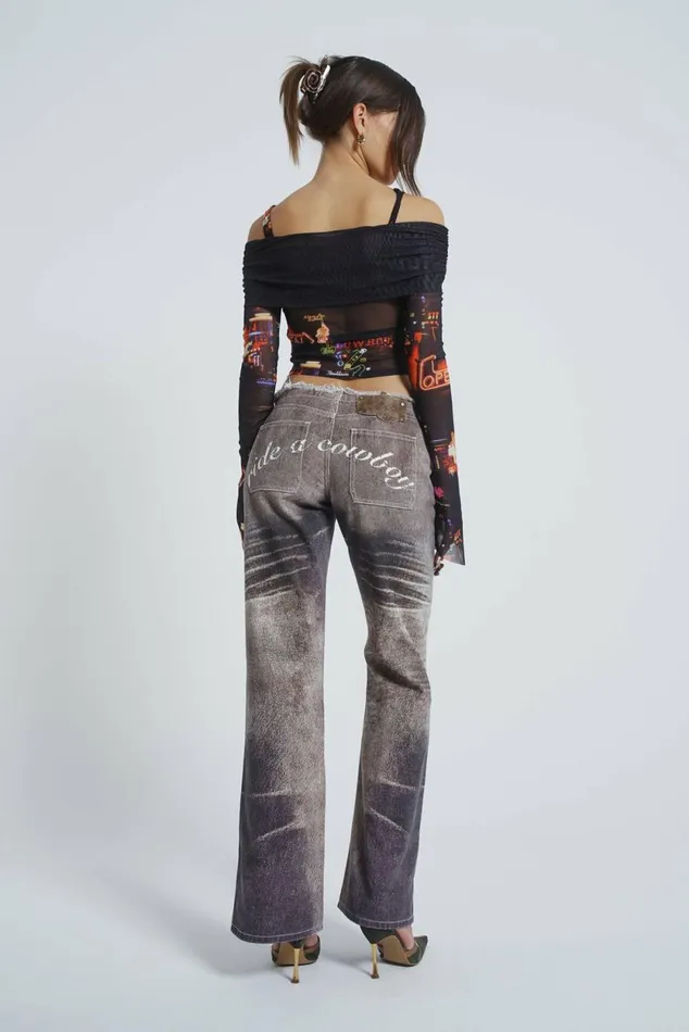 Ride A Cowboy Low Waist Flared Jeans Brown Women Jaded London Jeans