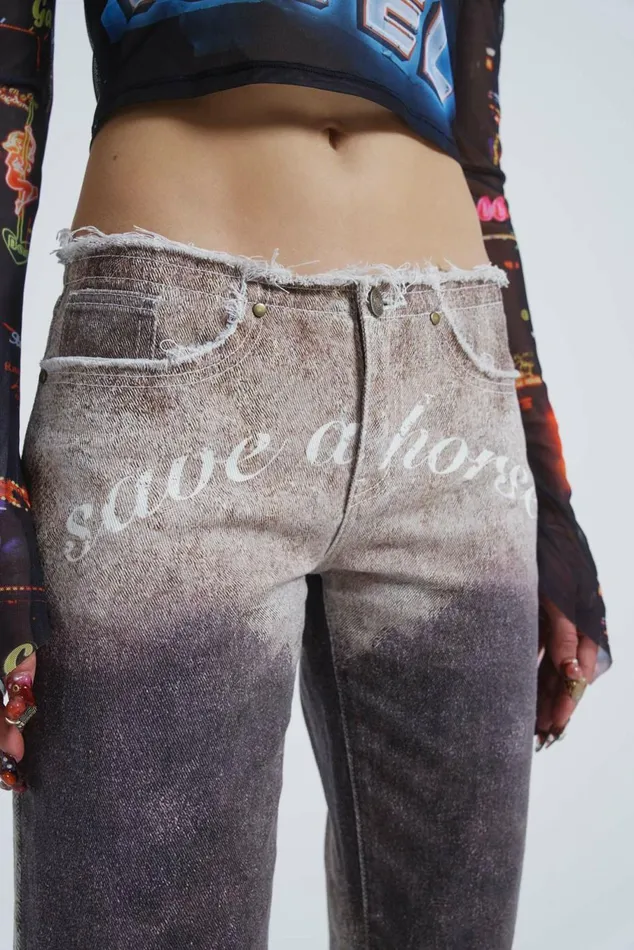Ride A Cowboy Low Waist Flared Jeans Brown Women Jaded London Jeans