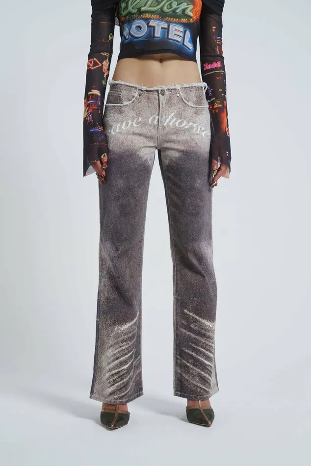 Ride A Cowboy Low Waist Flared Jeans Brown Women Jaded London Jeans