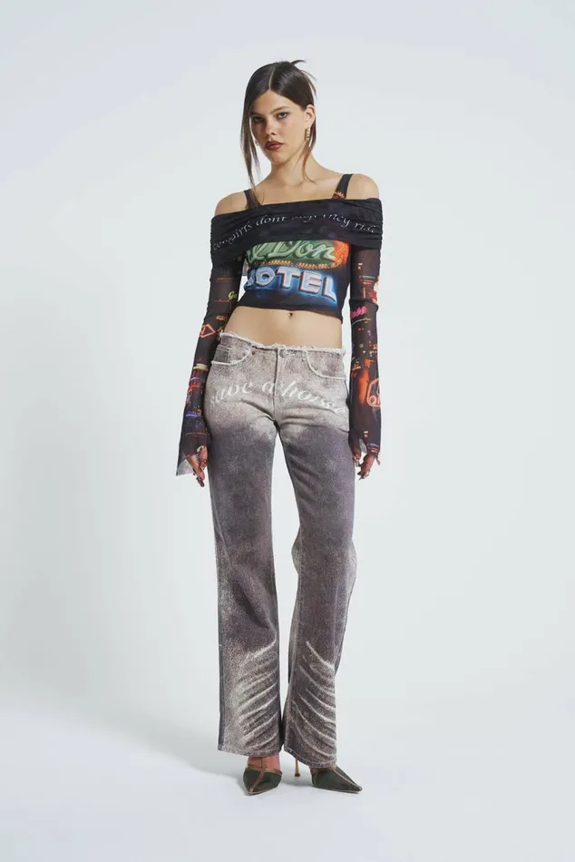 Ride A Cowboy Low Waist Flared Jeans Brown Women Jaded London Jeans
