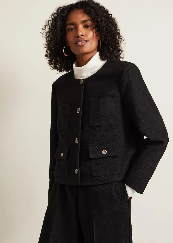 Ripley Boucle Jacket Black Women Phase Eight Jackets