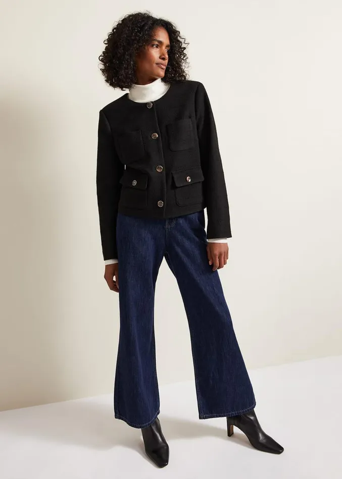 Ripley Boucle Jacket Black Women Phase Eight Jackets