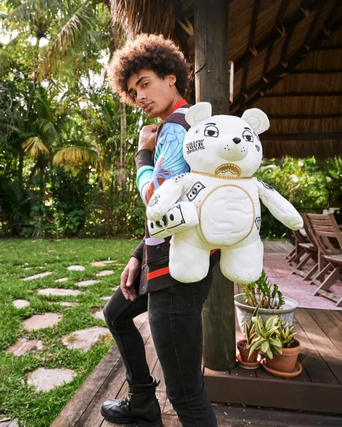 RIVIERA LE BLANC GOLD CHAIN MONEYBEAR TEDDYBEAR BACKPACK Bags SPRAYGROUND