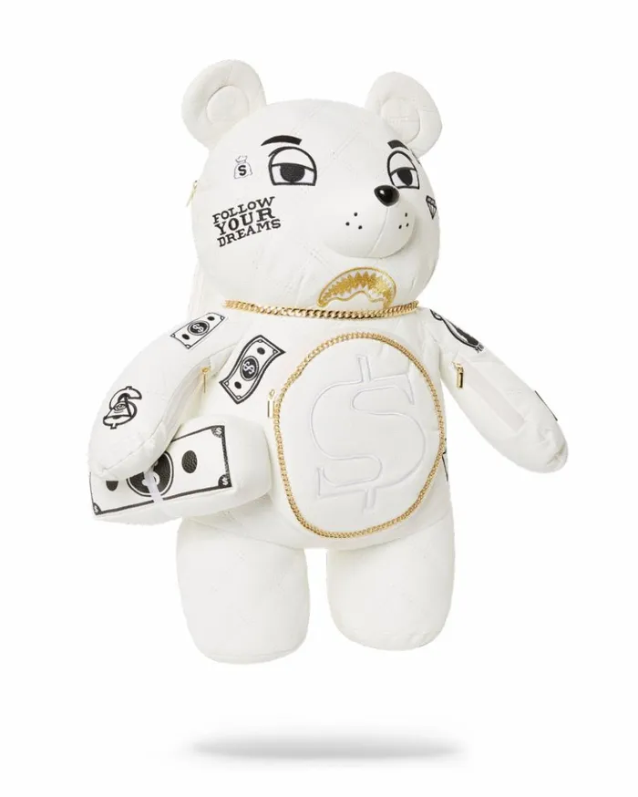 RIVIERA LE BLANC GOLD CHAIN MONEYBEAR TEDDYBEAR BACKPACK Bags SPRAYGROUND