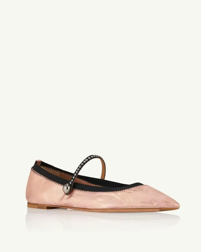 Romy Studs Flat Pink Women Aquazzura Flats