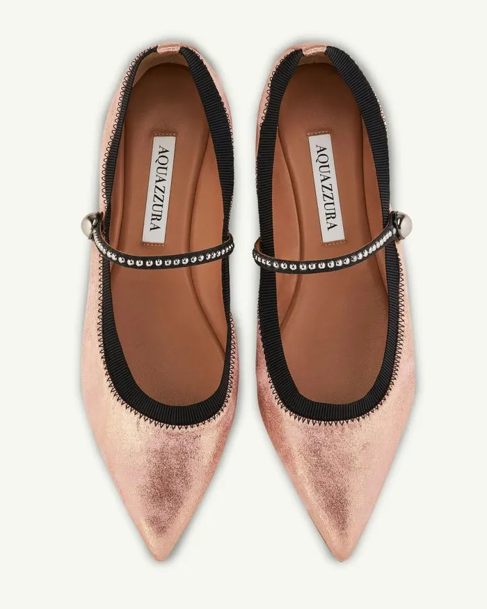 Romy Studs Flat Pink Women Aquazzura Flats Romy Studs Flat Pink Women Aquazzura Flats