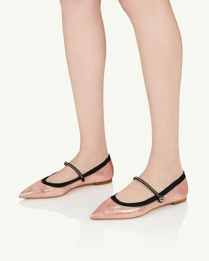 Romy Studs Flat Pink Women Aquazzura Flats Romy Studs Flat Pink Women Aquazzura Flats