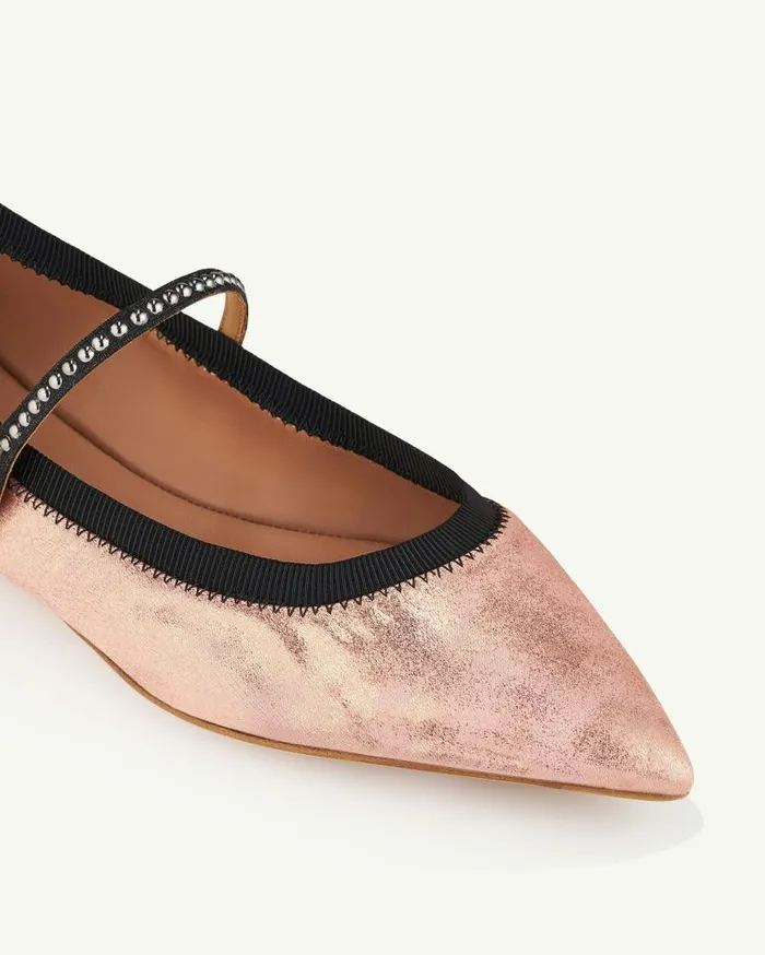 Romy Studs Flat Pink Women Aquazzura Flats Romy Studs Flat Pink Women Aquazzura Flats