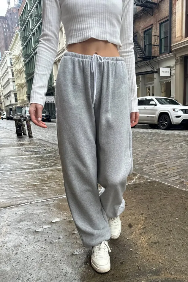 Rosa Tie Sweatpants Heather Grey Women Brandy Melville Sweatpants and Sweatshirts