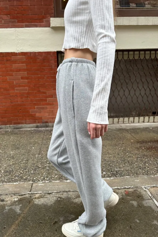 Rosa Tie Sweatpants Heather Grey Women Brandy Melville Sweatpants and Sweatshirts