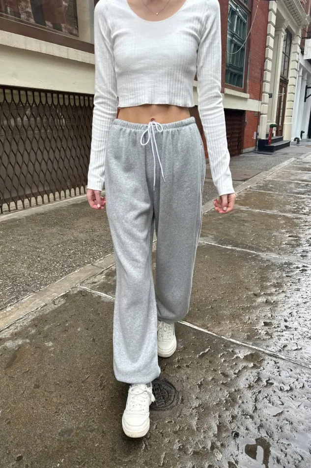 Rosa Tie Sweatpants Heather Grey Women Brandy Melville Sweatpants and Sweatshirts