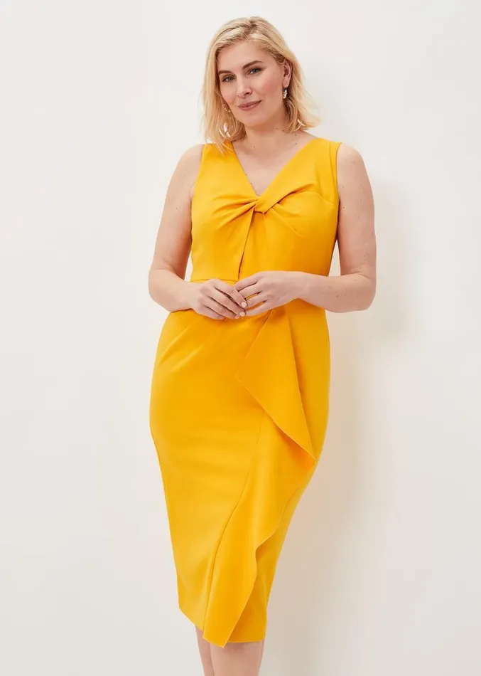Rosalyn Twist Frill Dress Canary Women Phase Eight Dresses