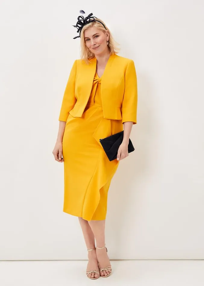 Rosalyn Twist Frill Dress Canary Women Phase Eight Dresses