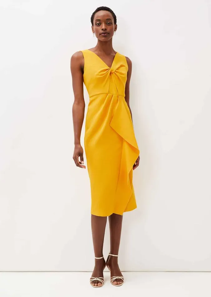 Rosalyn Twist Frill Dress Canary Women Phase Eight Dresses