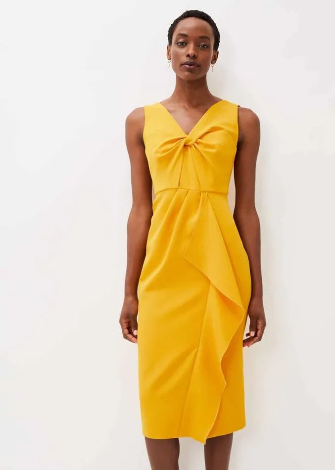Rosalyn Twist Frill Dress Canary Women Phase Eight Dresses