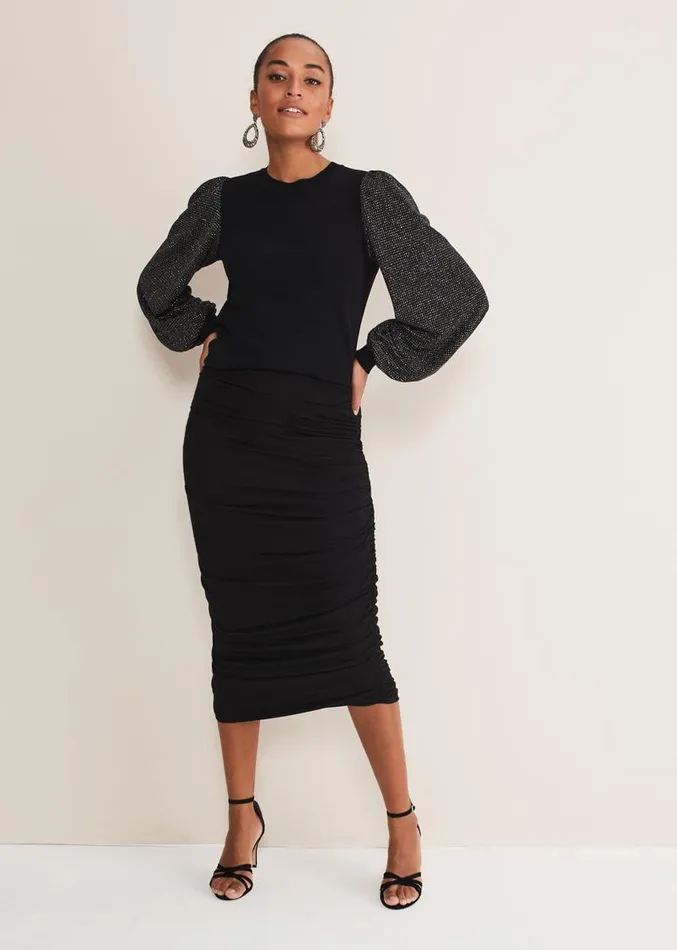 Rosen Disco Sleeve Knit Black Women Phase Eight Knitwear