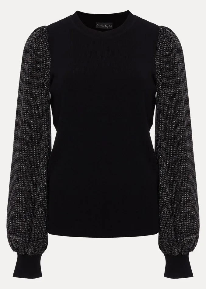 Rosen Disco Sleeve Knit Black Women Phase Eight Knitwear