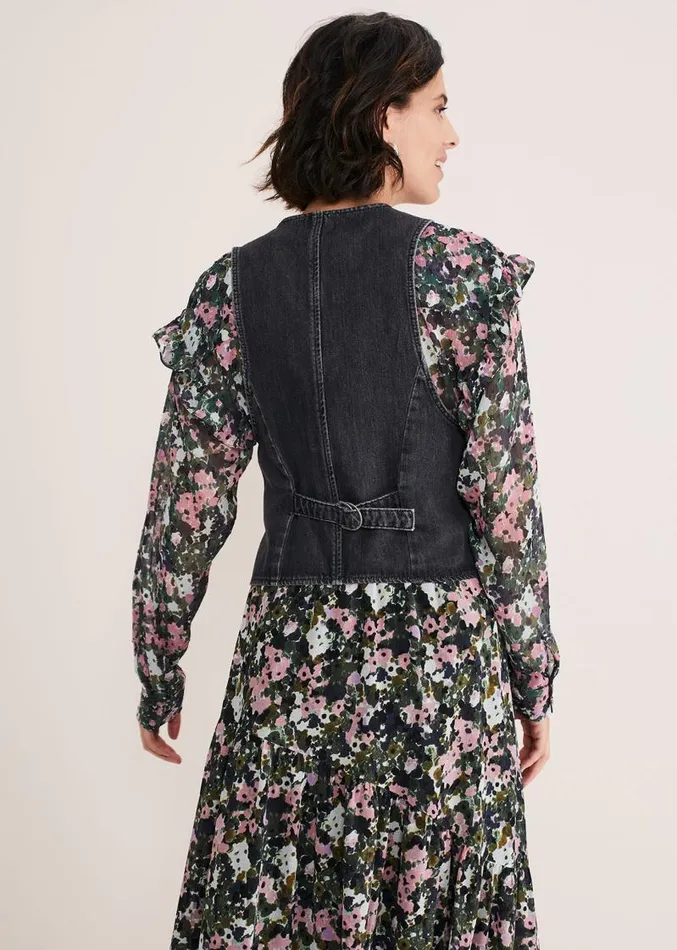 Rowena Denim Waistcoat Washed Black Women Phase Eight Coats