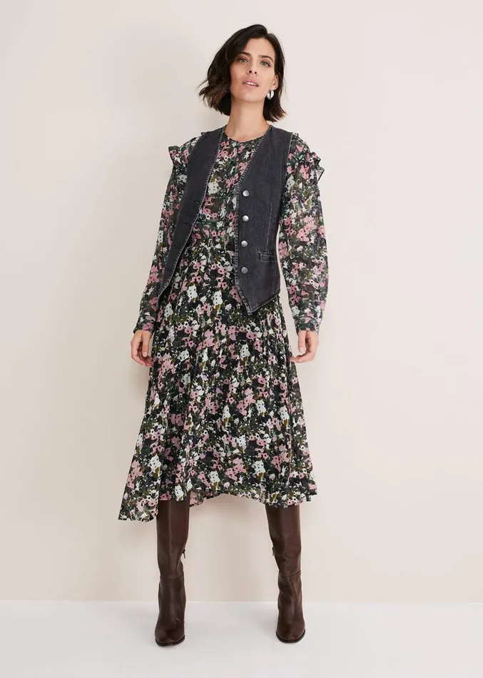 Rowena Denim Waistcoat Washed Black Women Phase Eight Coats