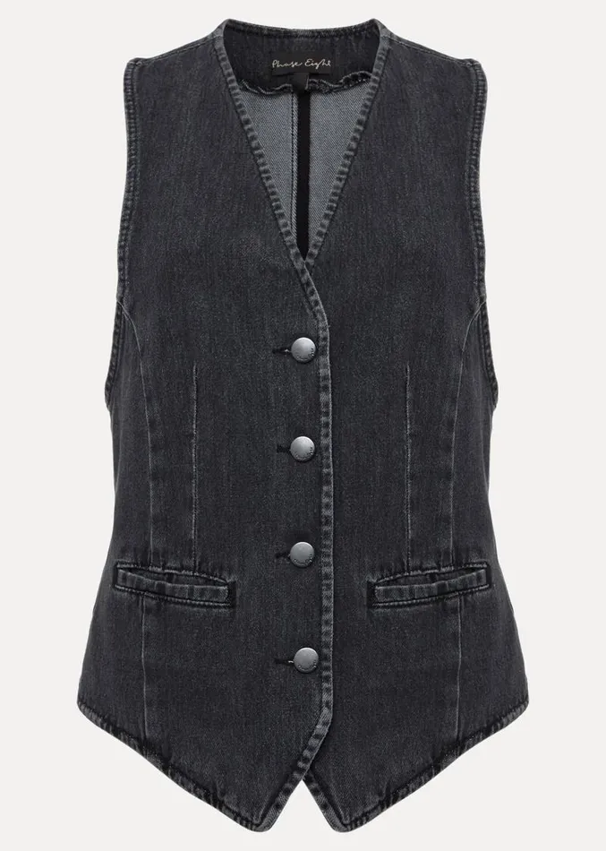 Rowena Denim Waistcoat Washed Black Women Phase Eight Coats