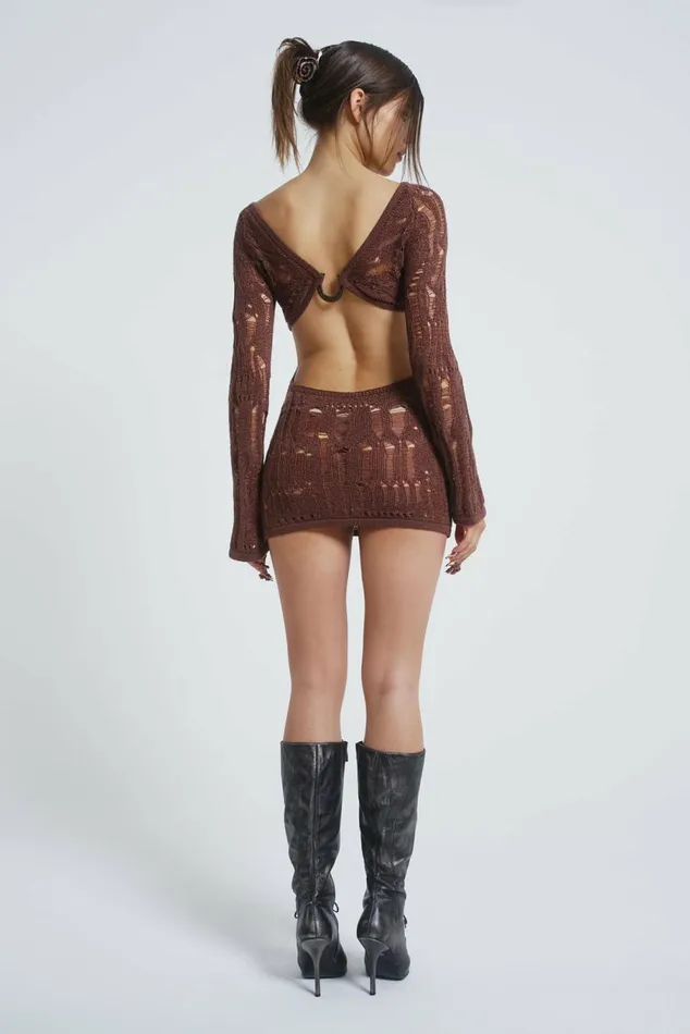Saddle Up 2way Knitted Mini Dress Khaki Women Jaded London Knitwear