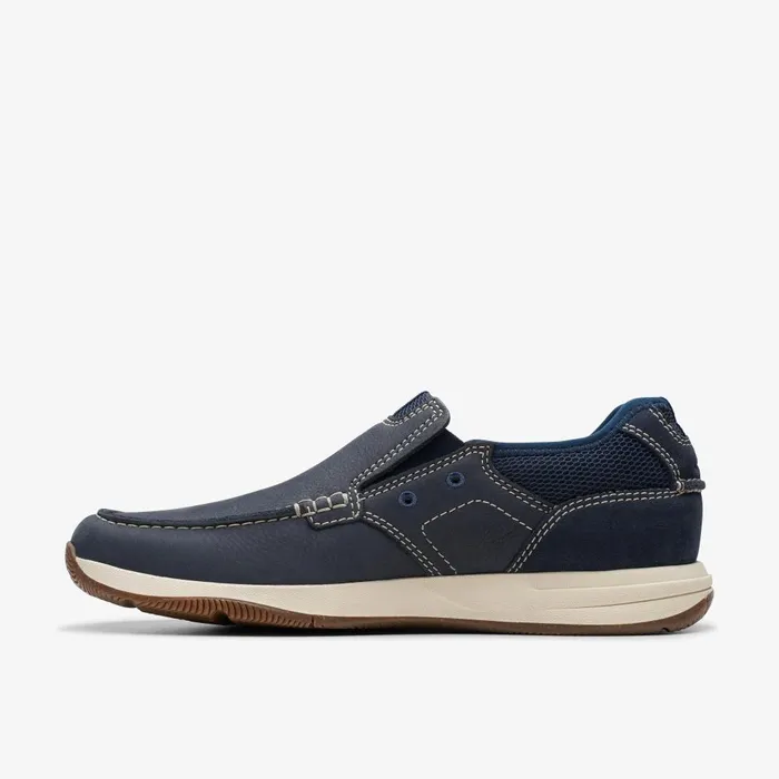 Sailview Step Navy Nubuck Men Clarks Loafers and Slip Ons