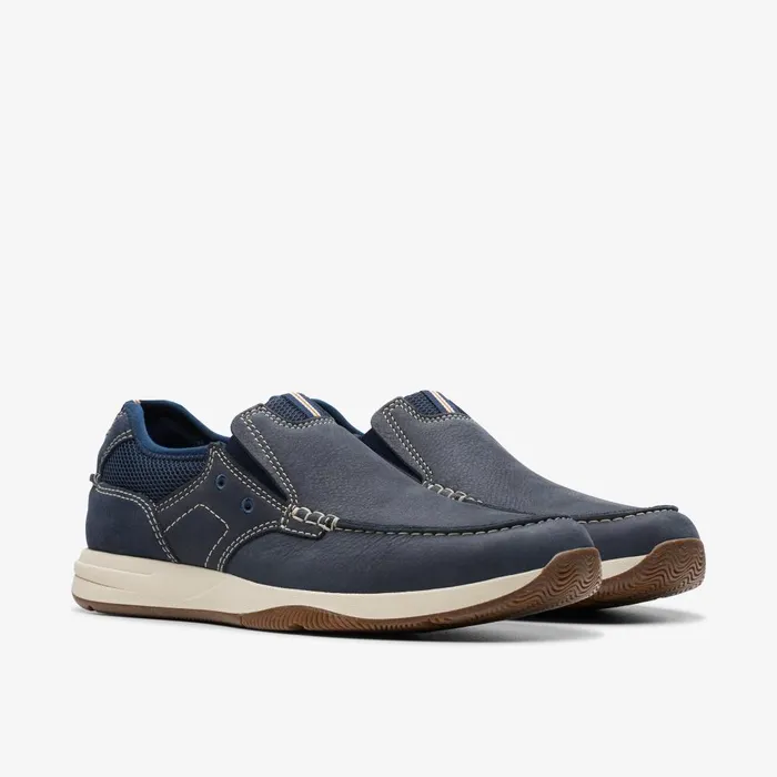 Sailview Step Navy Nubuck Men Clarks Loafers and Slip Ons