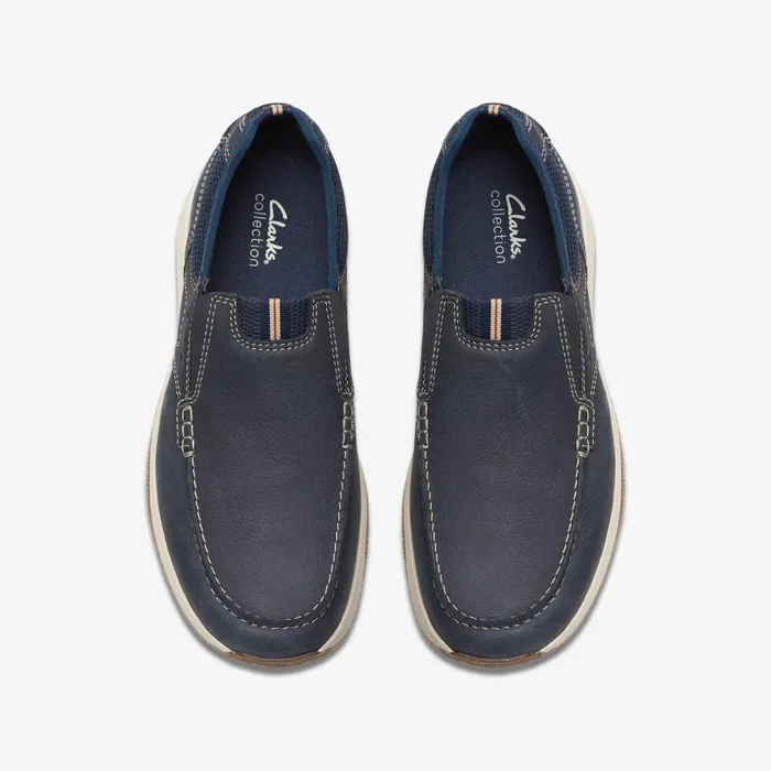 Sailview Step Navy Nubuck Men Clarks Loafers and Slip Ons