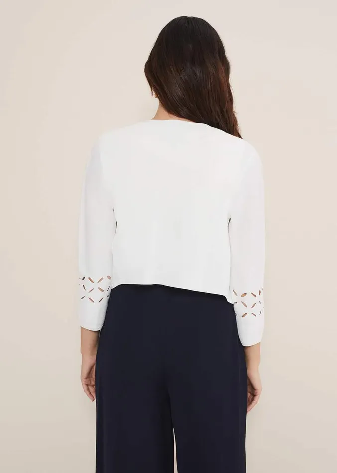 Salma Cut Out Jacket Ivory Women Phase Eight Knitwear