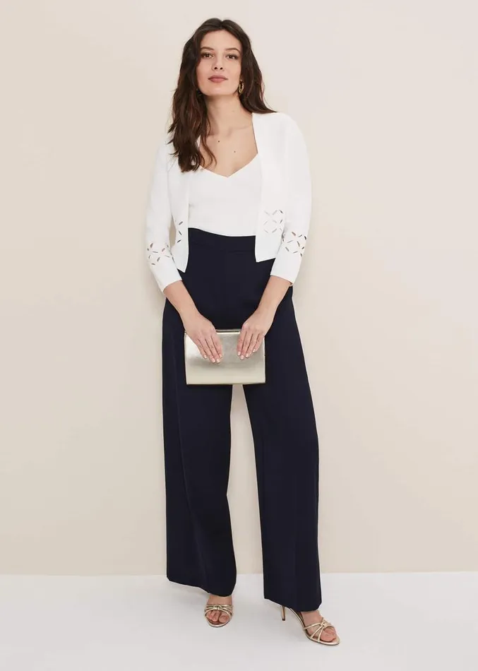 Salma Cut Out Jacket Ivory Women Phase Eight Knitwear