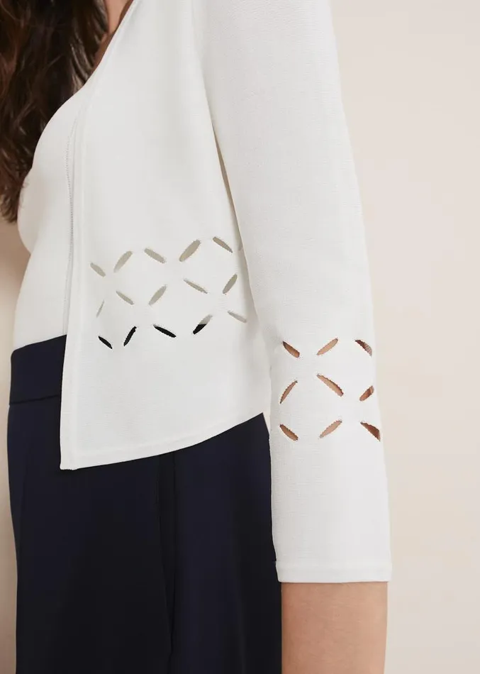 Salma Cut Out Jacket Ivory Women Phase Eight Knitwear