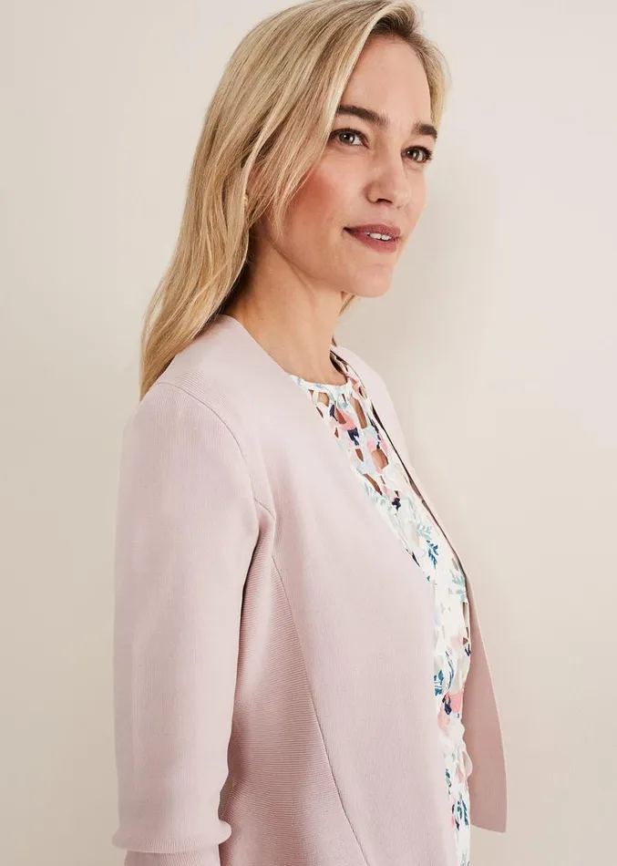 Salma Flare Hem Knitted Jacket Antique Rose Women Phase Eight Knitwear