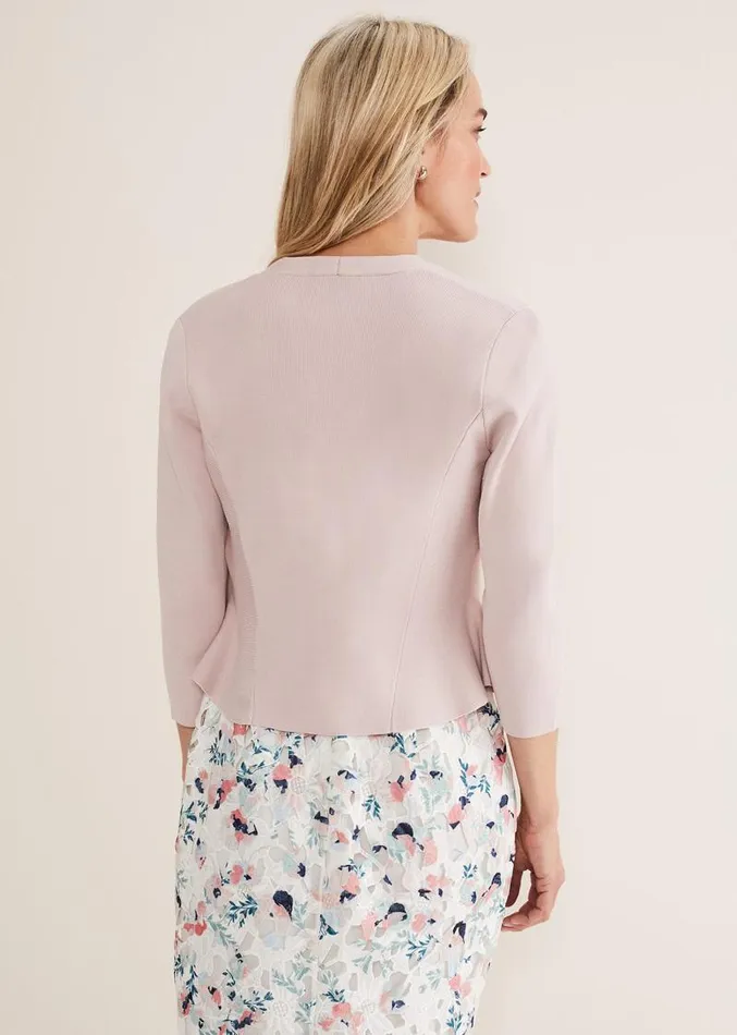 Salma Flare Hem Knitted Jacket Antique Rose Women Phase Eight Knitwear
