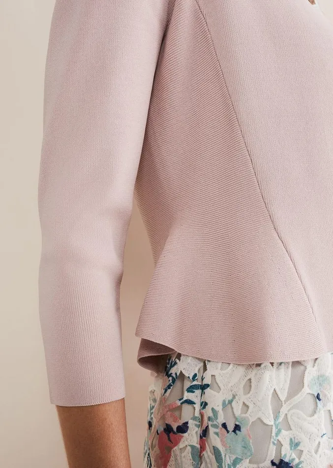 Salma Flare Hem Knitted Jacket Antique Rose Women Phase Eight Knitwear
