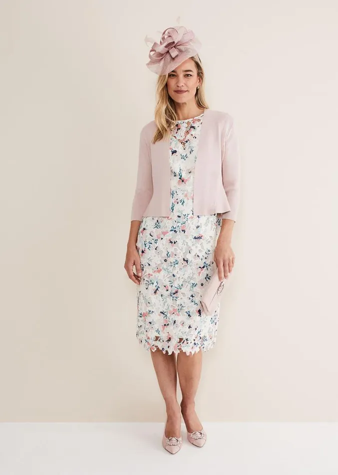 Salma Flare Hem Knitted Jacket Antique Rose Women Phase Eight Knitwear