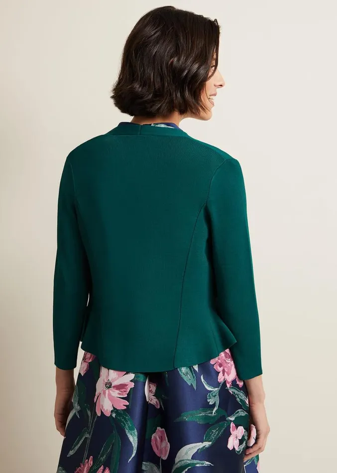 Salma Flare Hem Knitted Jacket Green Women Phase Eight Knitwear