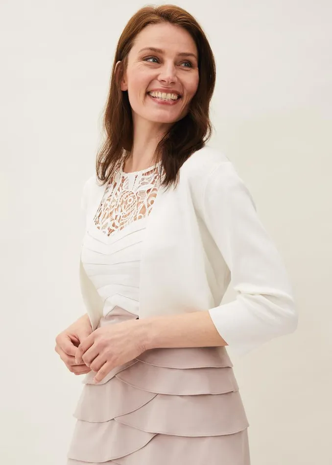 Salma Lightweight Knitted Jacket Ivory Women Phase Eight Jackets