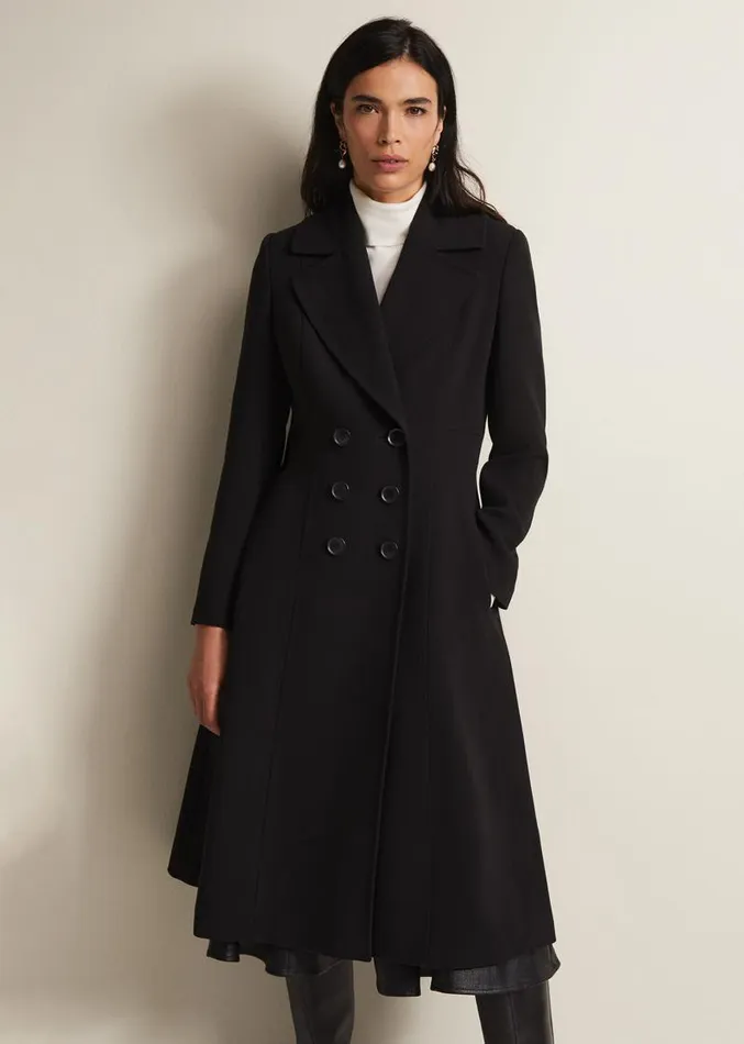 Sandra Black Long Smart Coat Black Women Phase Eight Coats